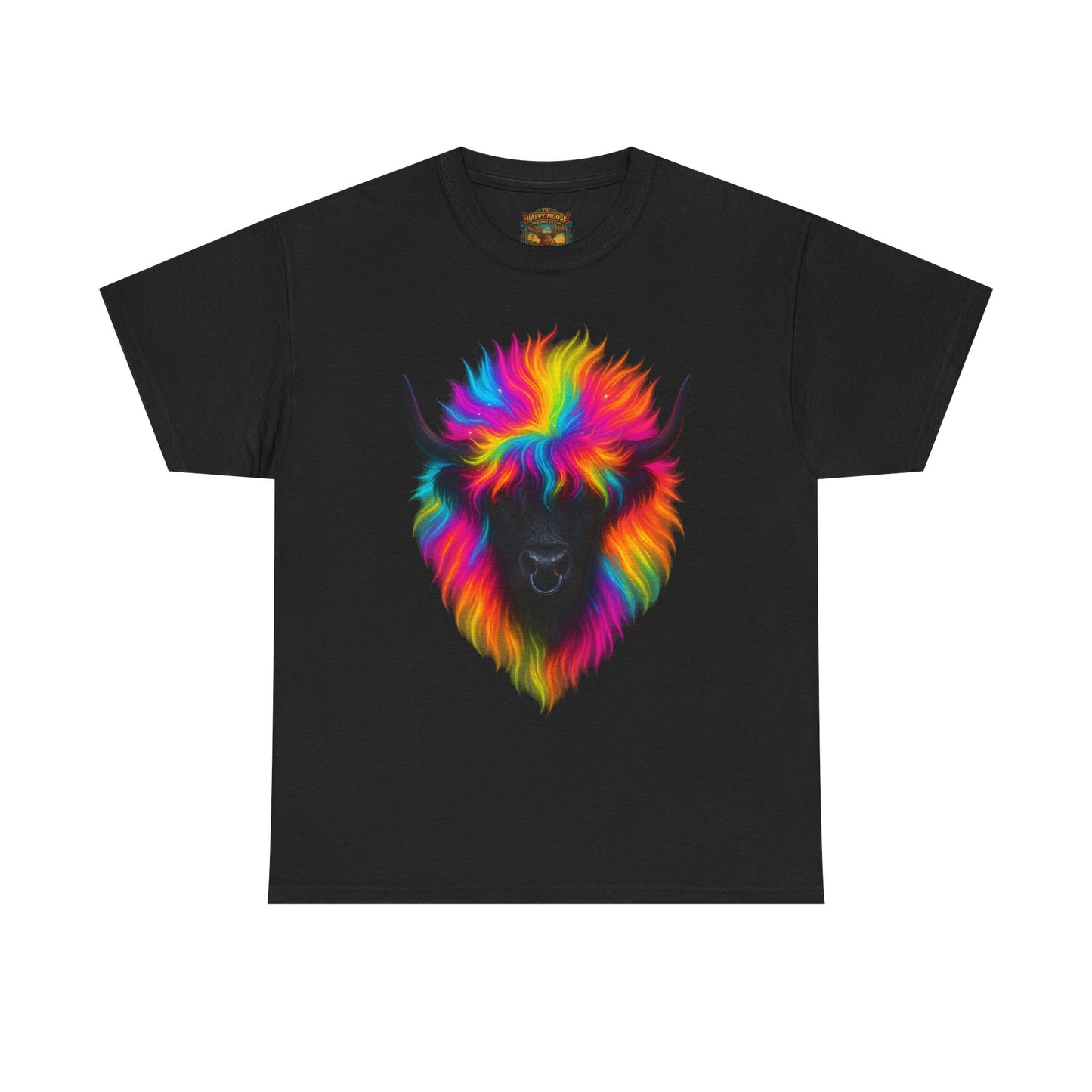 Rainbow Buffalo T-Shirt — Colorful Neon Bison Graphic Tee