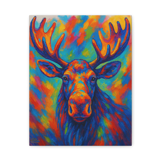 Colorful Moose Canvas Print — Vibrant Stretched Wall Art
