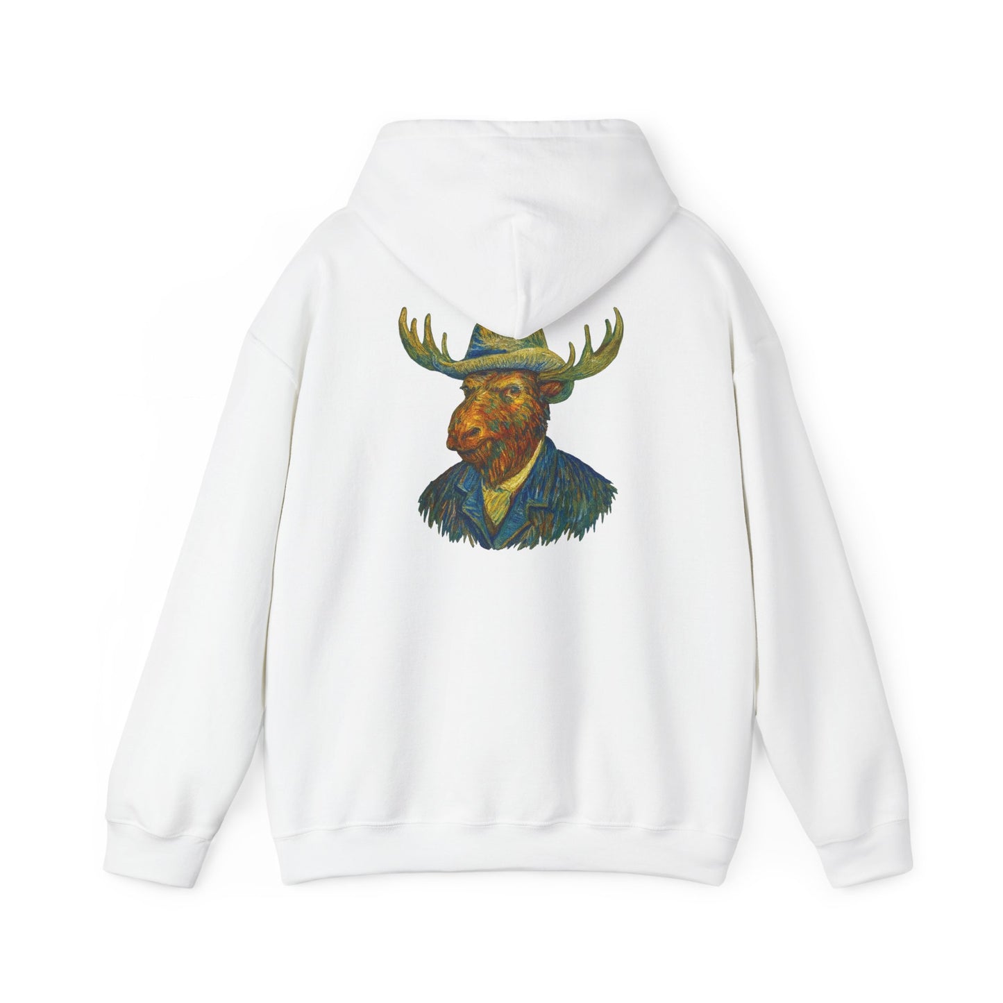 Van Gogh Moose Portrait Hoodie — Artistic Antlered Van Gogh Pullover
