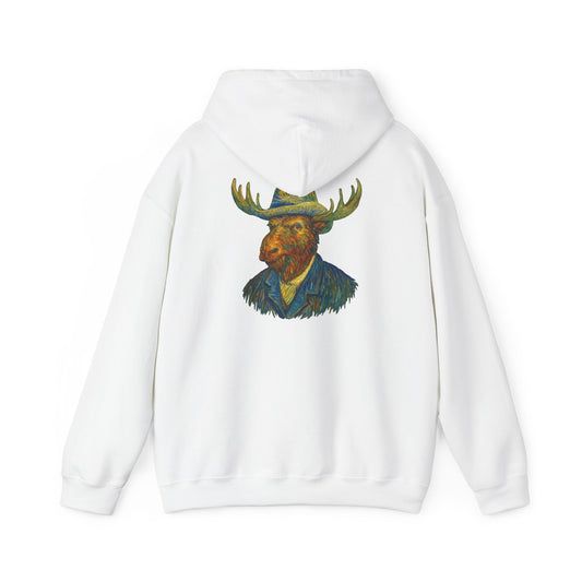 Van Gogh Moose Portrait Hoodie — Artistic Antlered Van Gogh Pullover