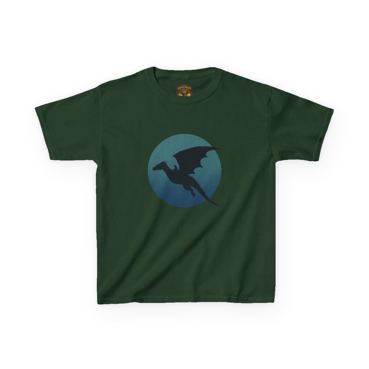 Kids Dragon Silhouette Tee — Fantasy Dragon Circle Graphic Shirt