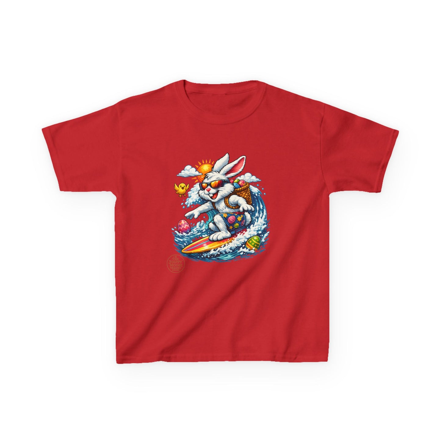 Kids Surfing Easter Bunny T-Shirt — Cute Surfboard Bunny Graphic Tee