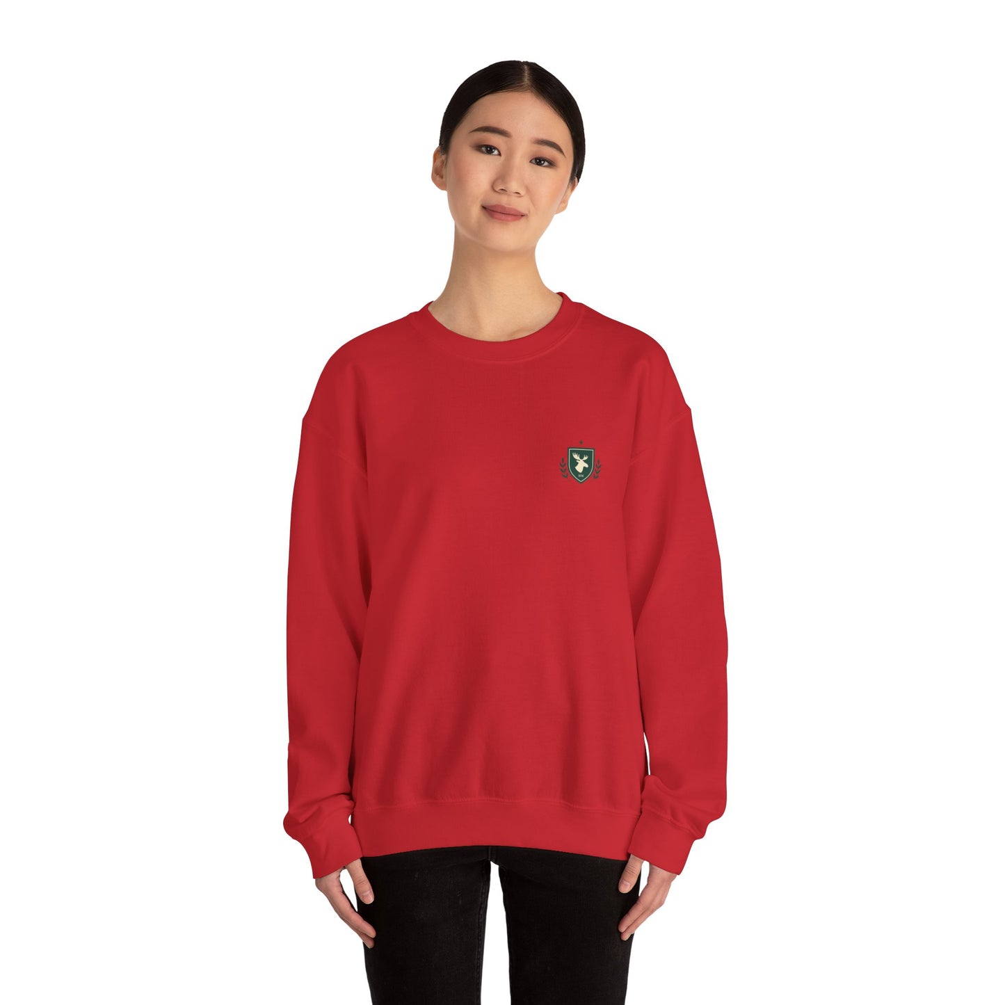 Embroidered Crest Crewneck Sweatshirt — Minimal Vintage Shield Logo