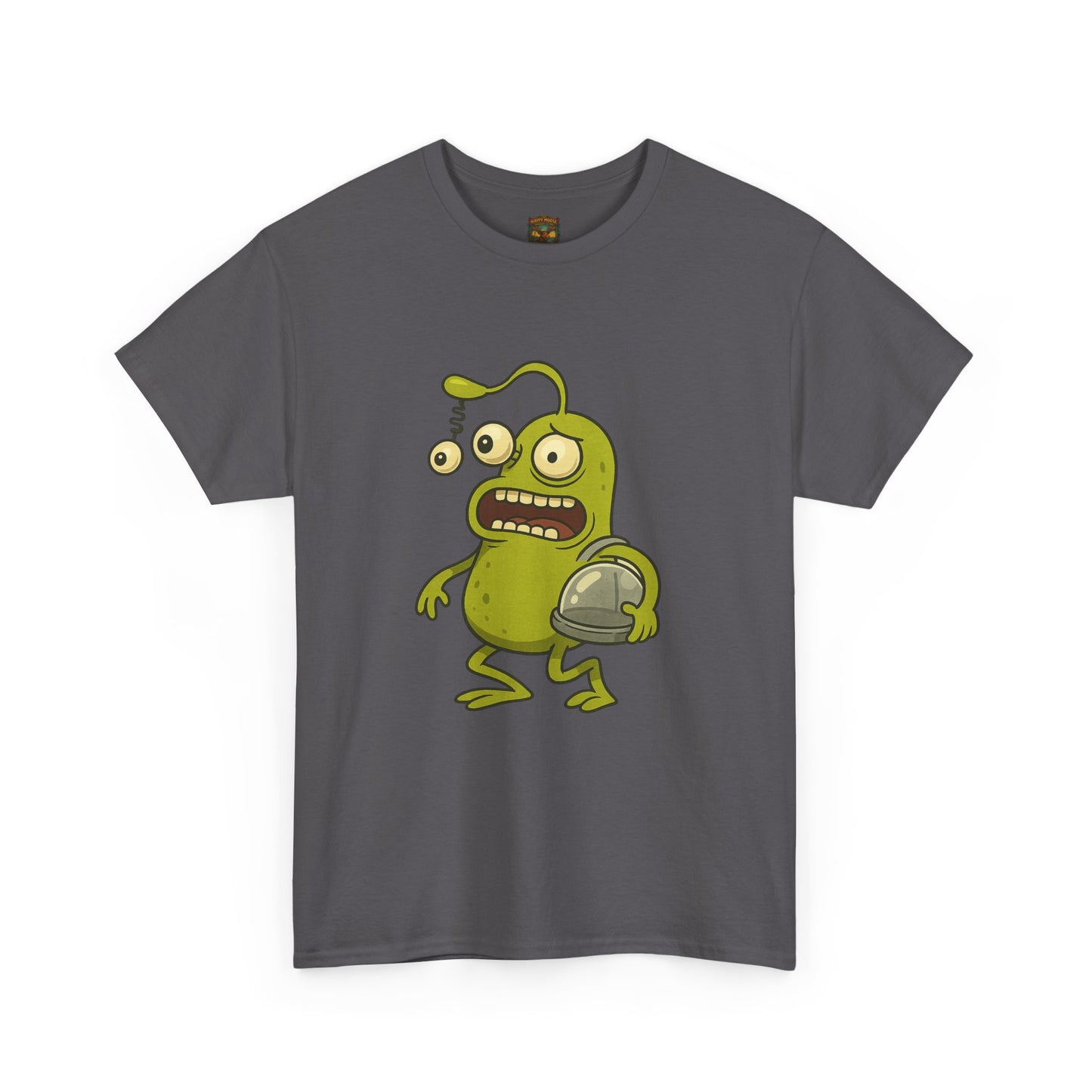 Green Alien Cartoon Tee | Funny Space Monster Illustration B