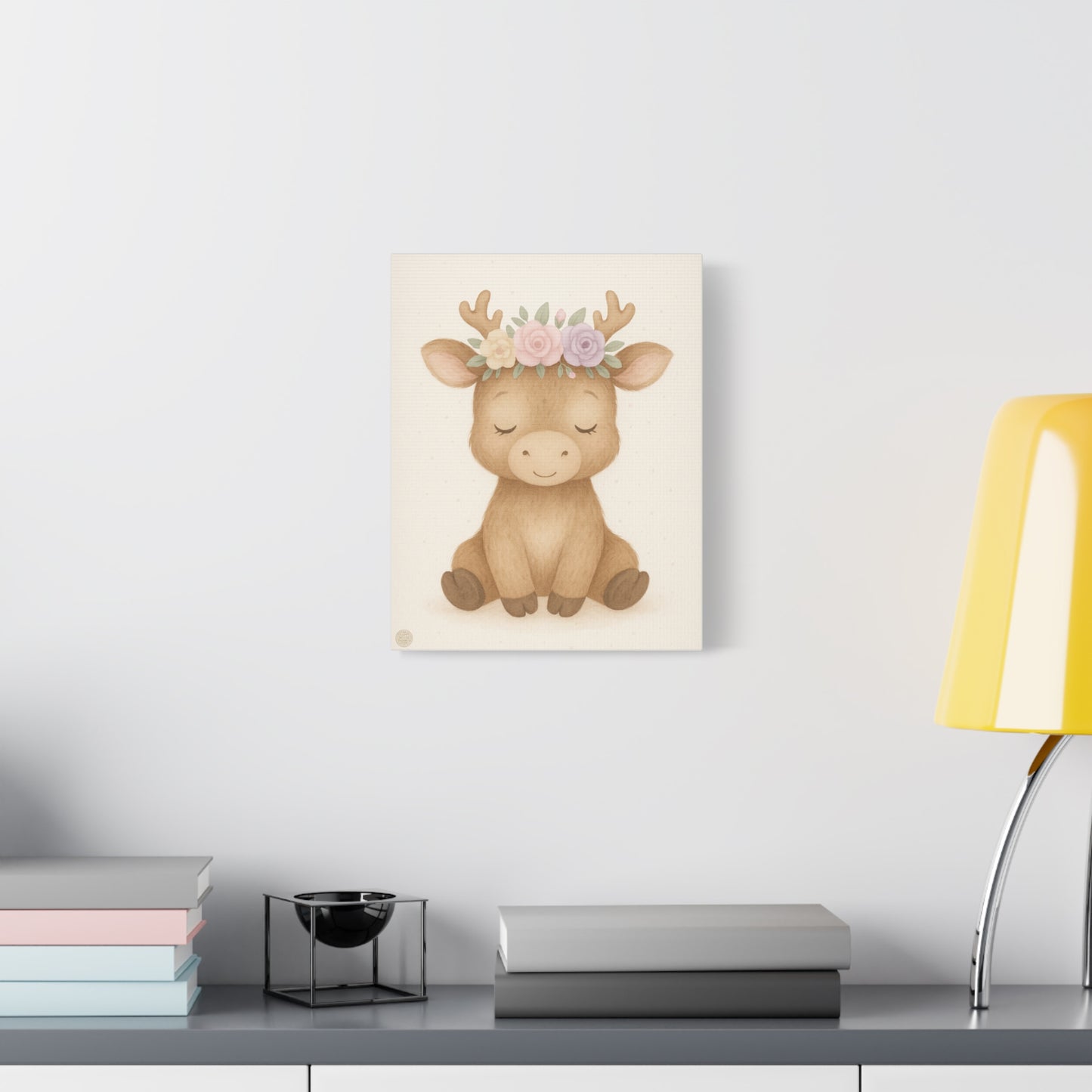 Woodland Baby Deer Canvas — Floral Antler Nursery Wall Art