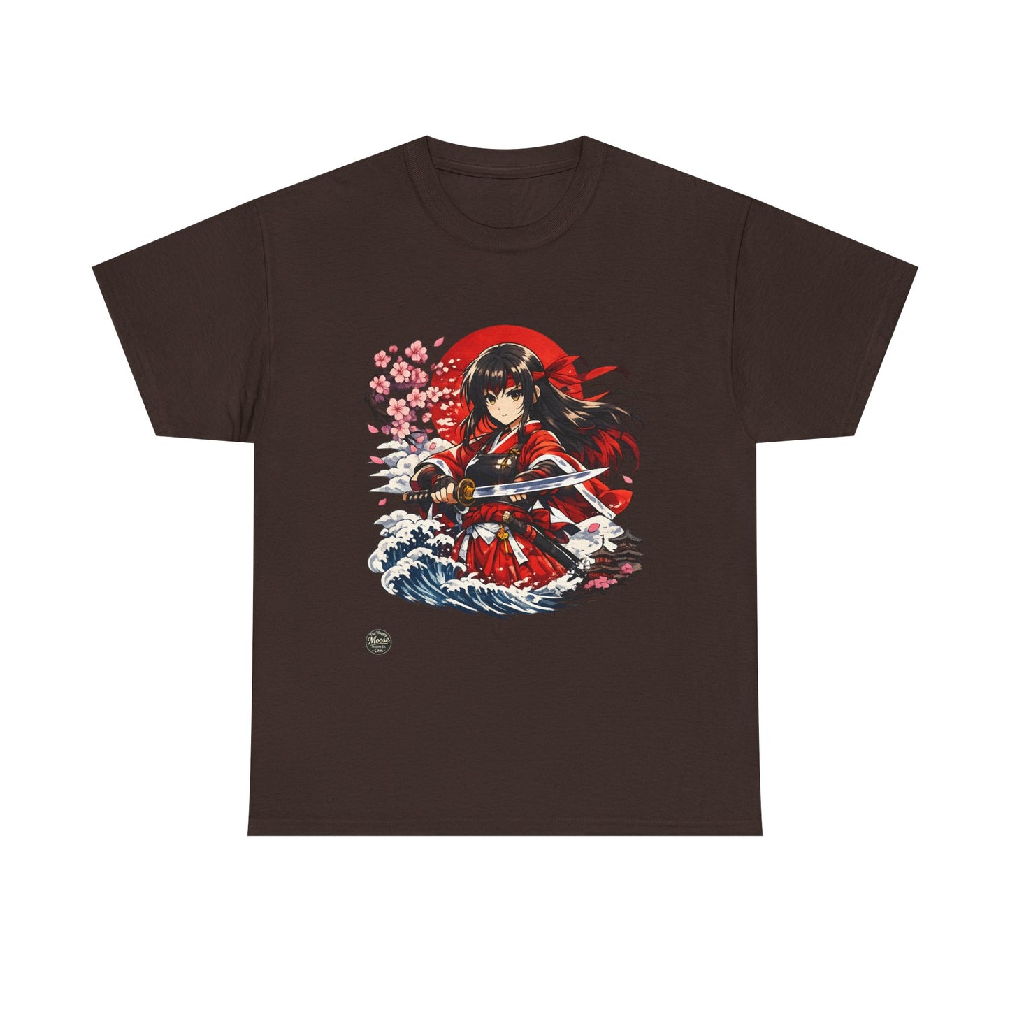Anime Samurai Tee — Red Kimono Warrior Graphic T-Shirt #E006