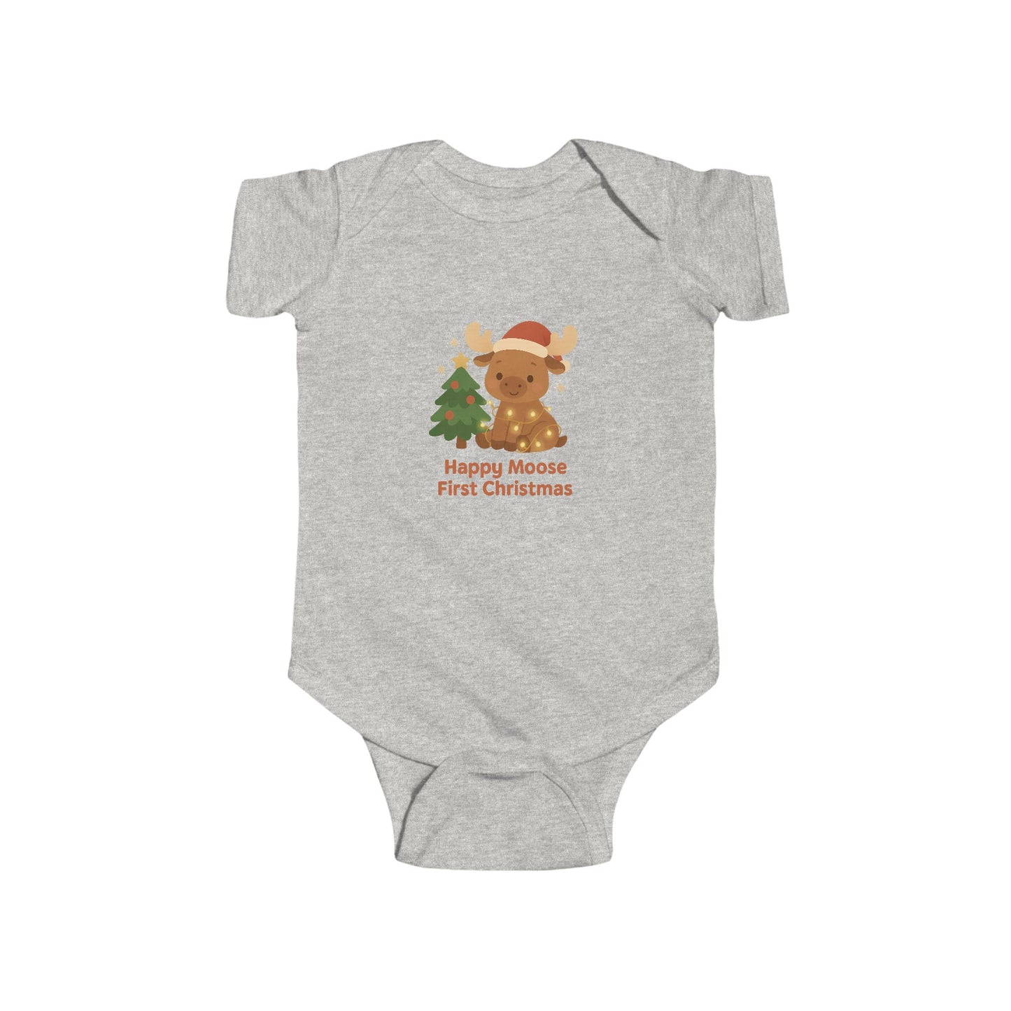 Infant Bodysuit — 'Happy Moose First Christmas' Holiday Baby Onesie