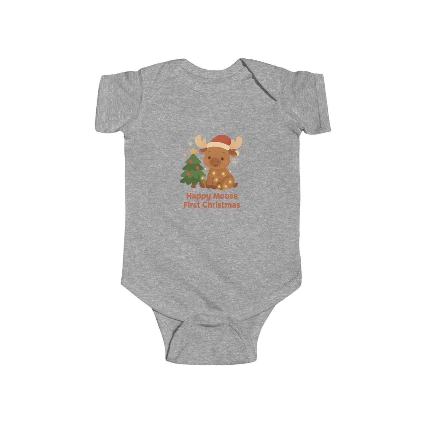 Infant Bodysuit — 'Happy Moose First Christmas' Holiday Baby Onesie