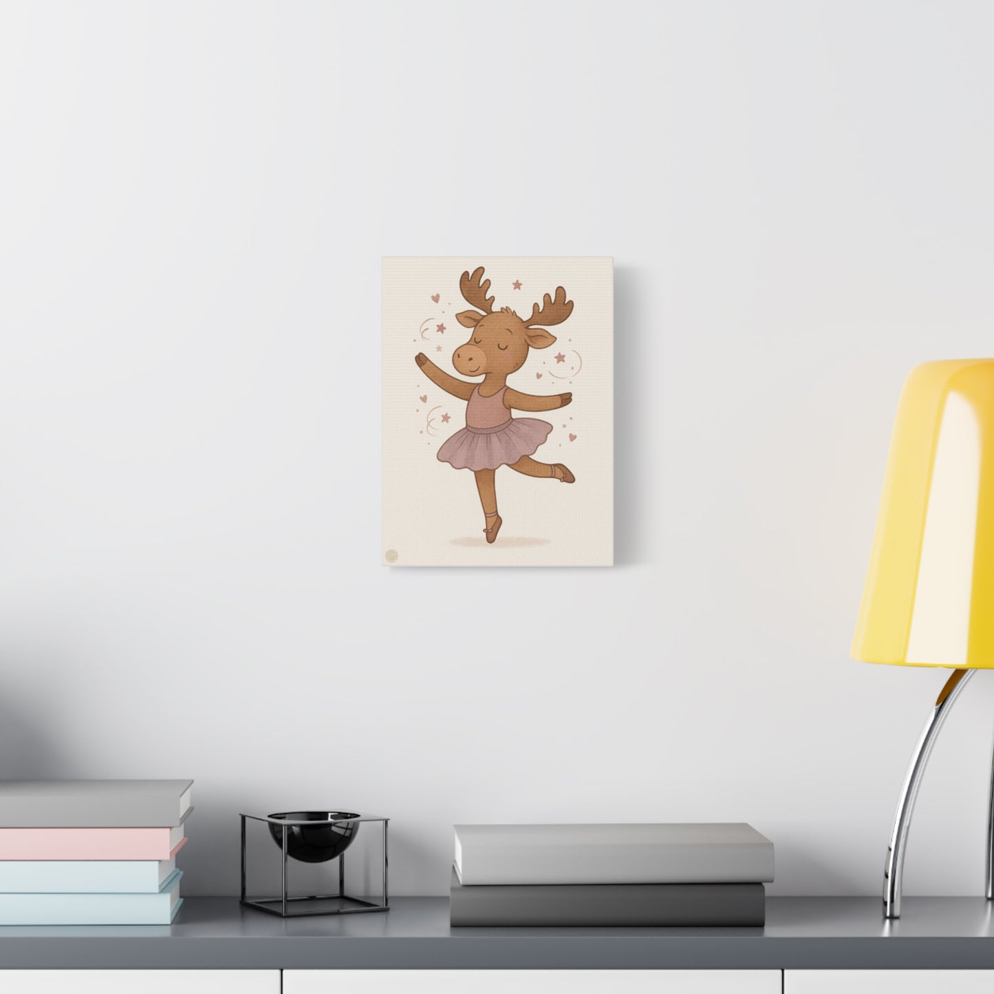 Ballet Moose Nursery Canvas Art – Cute Ballerina Animal Wall Decor
