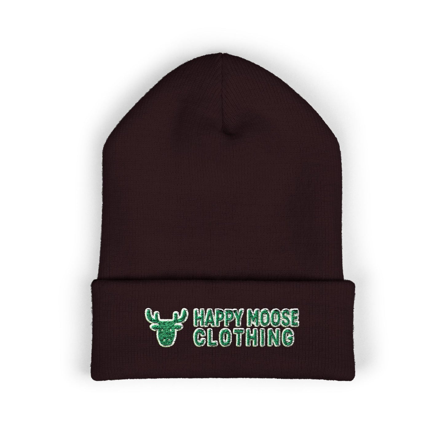 Happy Moose Embroidered Cuffed Beanie