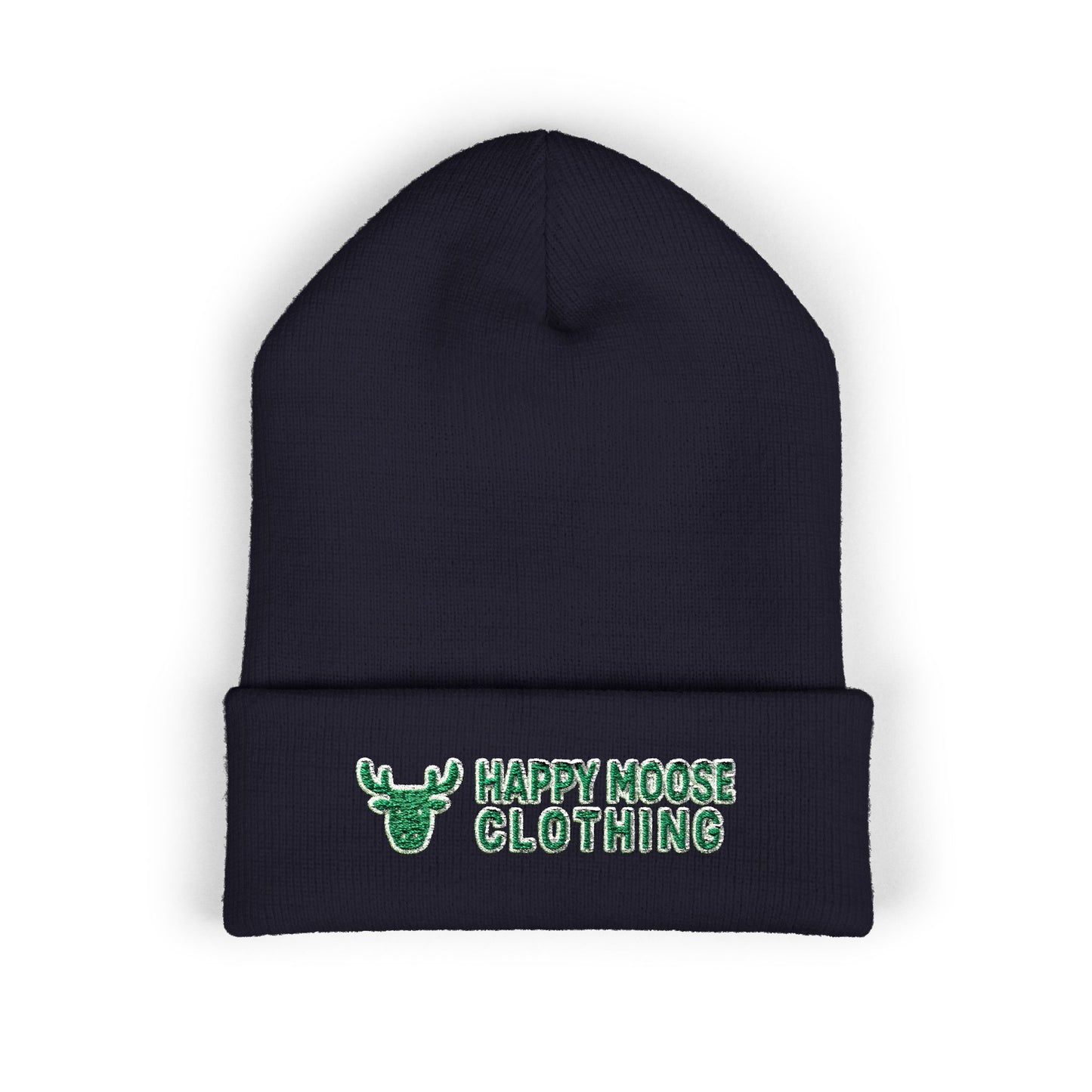 Happy Moose Embroidered Cuffed Beanie