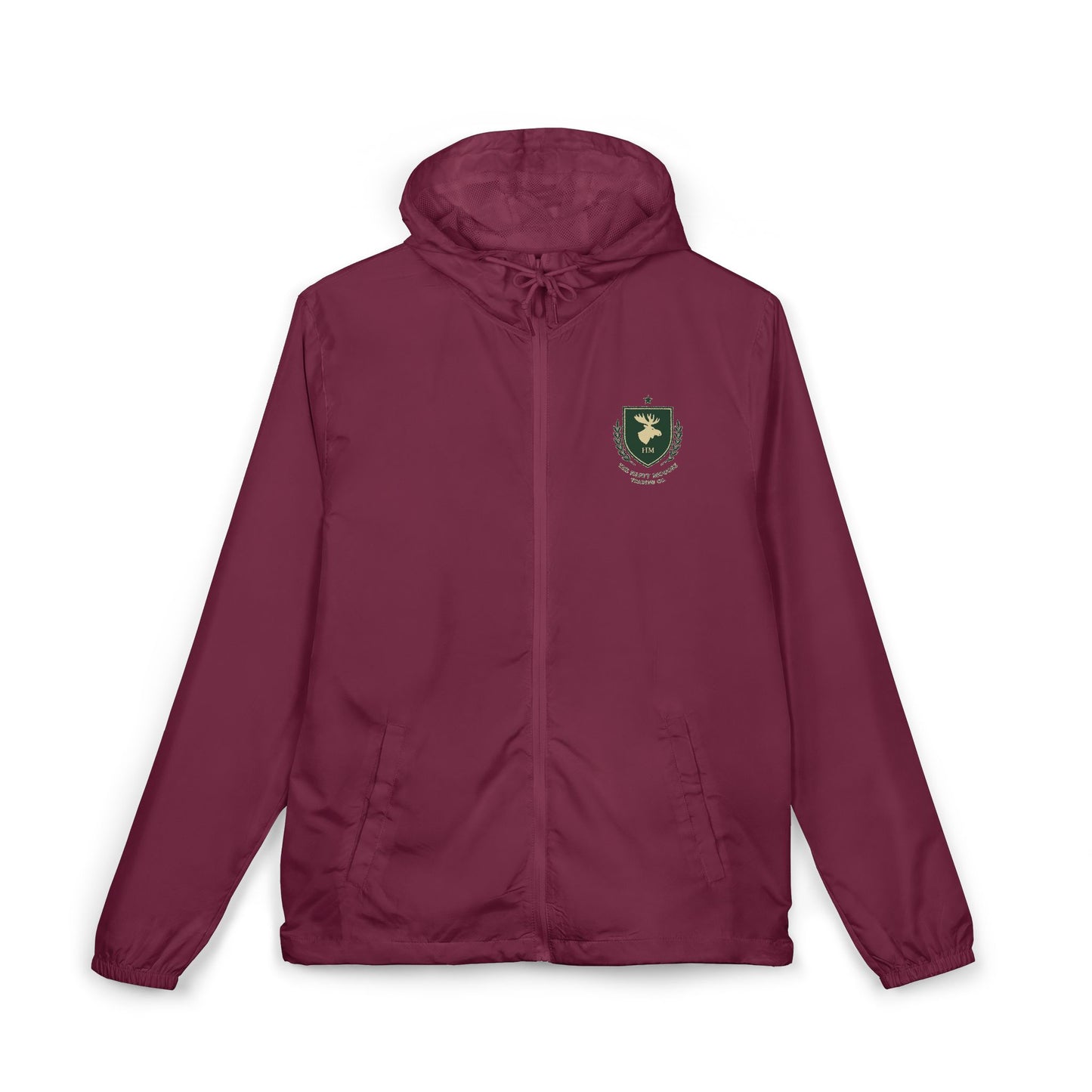 Windbreaker Jacket — Green Crest Emblem Hooded Windbreaker