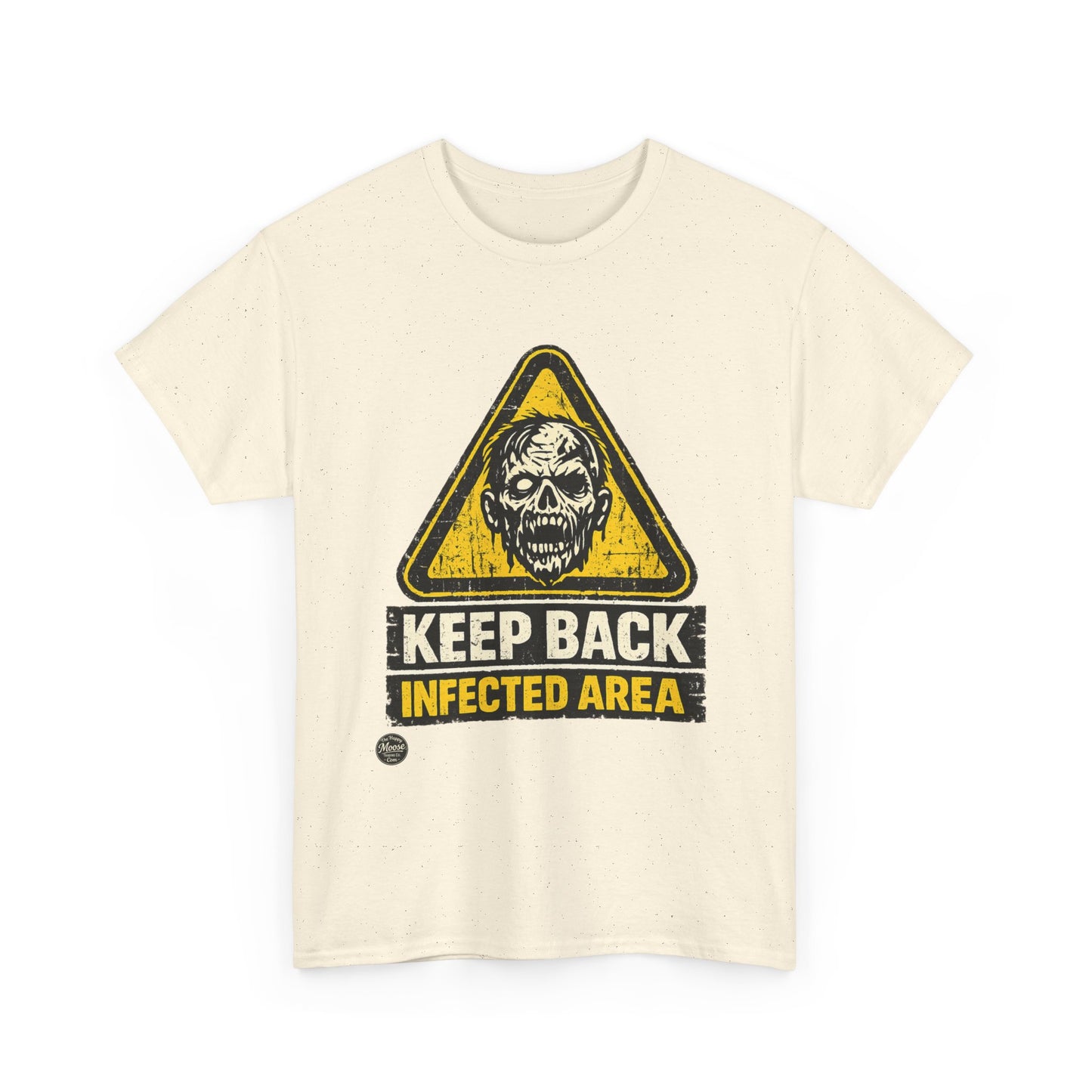 Zombie Warning Tee — "Keep Back Infected Area" Graphic T-Shirt