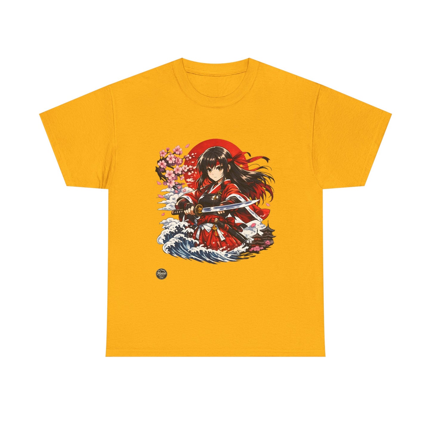 Anime Samurai Tee — Red Kimono Warrior Graphic T-Shirt #E006