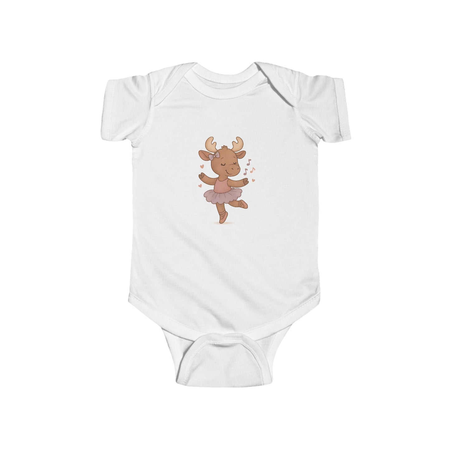 Cute Ballerina Moose Baby Bodysuit – Infant Dance Onesie, Woodland Nursery Gift