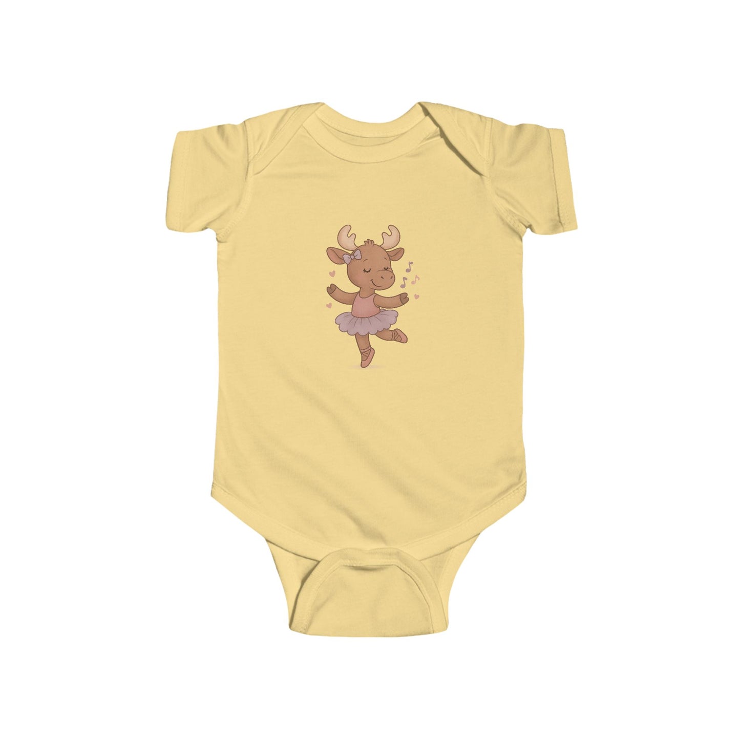Cute Ballerina Moose Baby Bodysuit – Infant Dance Onesie, Woodland Nursery Gift