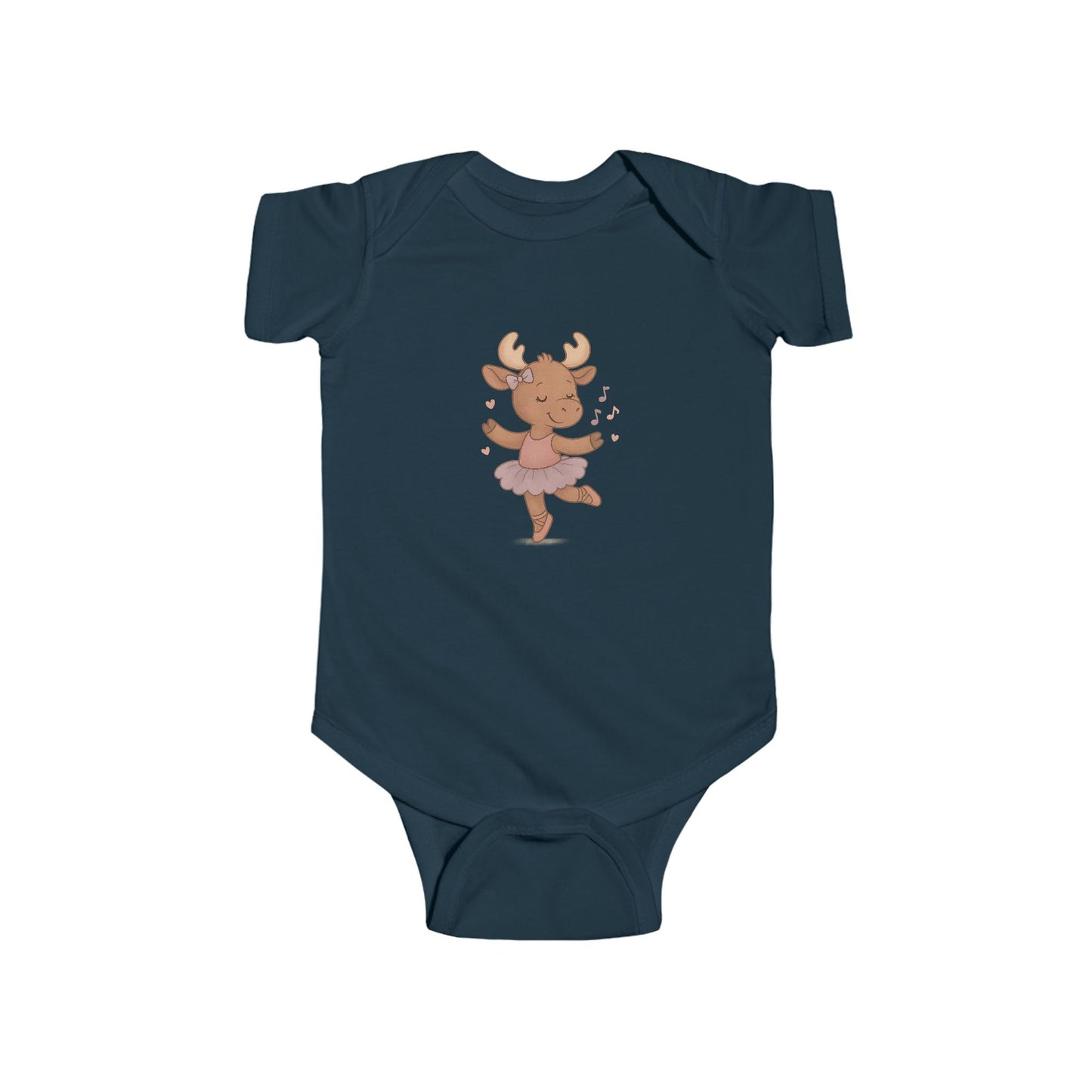 Cute Ballerina Moose Baby Bodysuit – Infant Dance Onesie, Woodland Nursery Gift