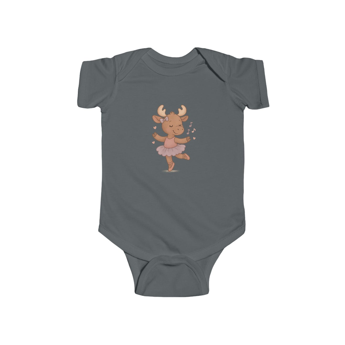 Cute Ballerina Moose Baby Bodysuit – Infant Dance Onesie, Woodland Nursery Gift