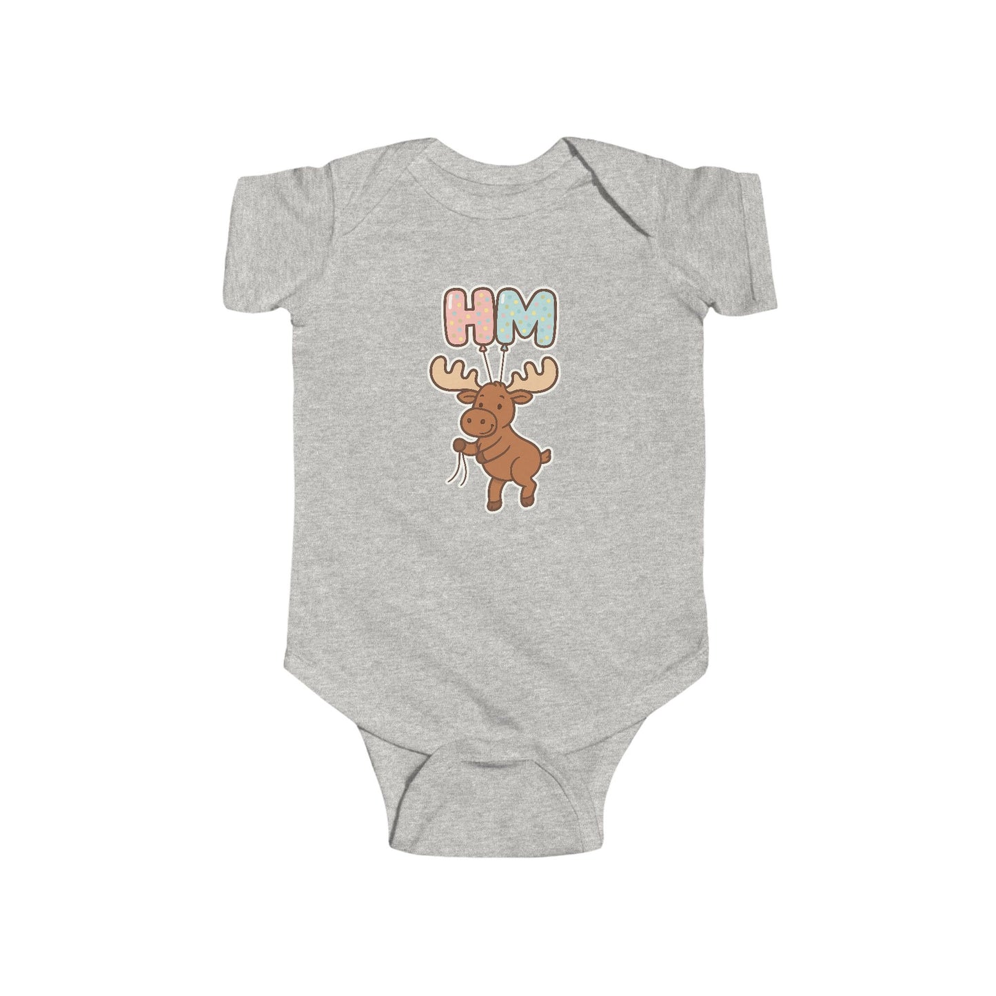 Baby Onesie with Cute Moose "HM" Graphic — Infant Bodysuit
