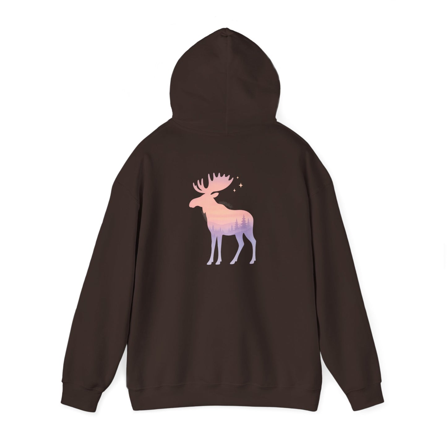 Moose Sunset Hoodie — Pastel Gradient Elk Graphic Pullover