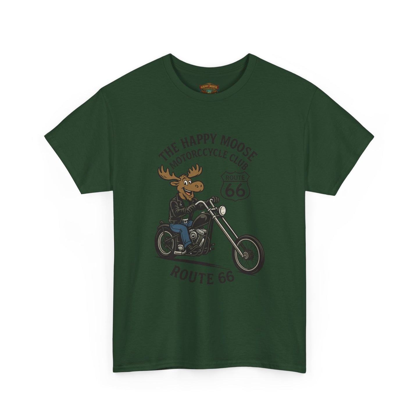 Happy Moose Motorcycle Club Route 66 T-Shirt | Moose Biker Tee
