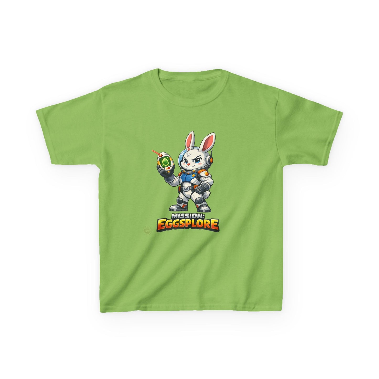 Kids Tee — 'Eggsplore' Bunny Space Explorer Graphic Shirt