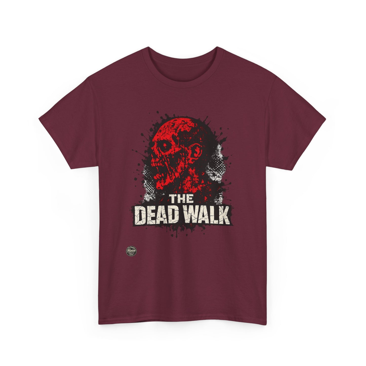 The Dead Walk Horror T-Shirt — Red Zombie Skull Graphic Tee