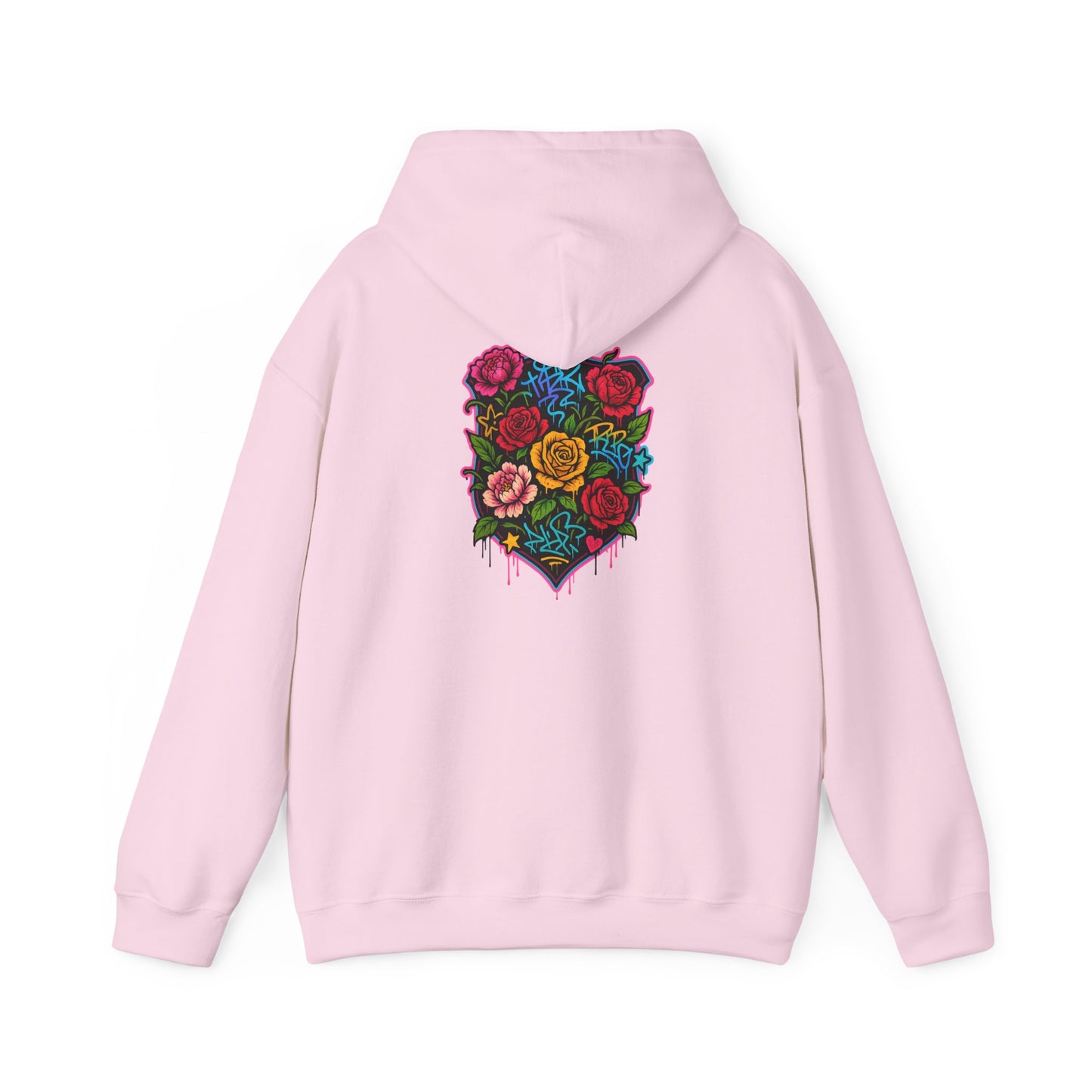 Floral Crest Hoodie – Colorful Roses Shield Graphic Hooded Sweatshirt