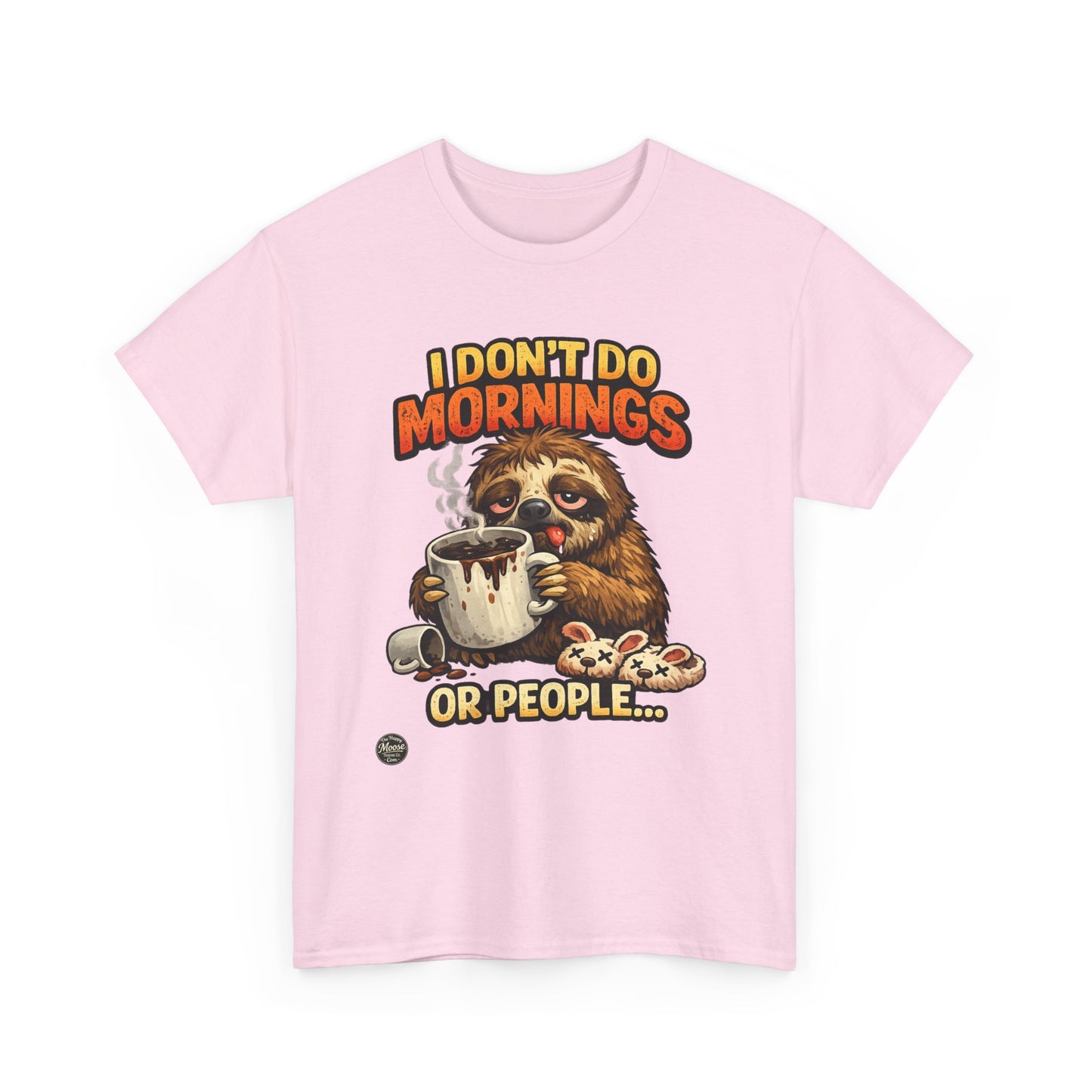 Sloth 'I Don't Do Mornings or People' Graphic Tee - Funny Coffee Shirt for Lazy Morning Lovers