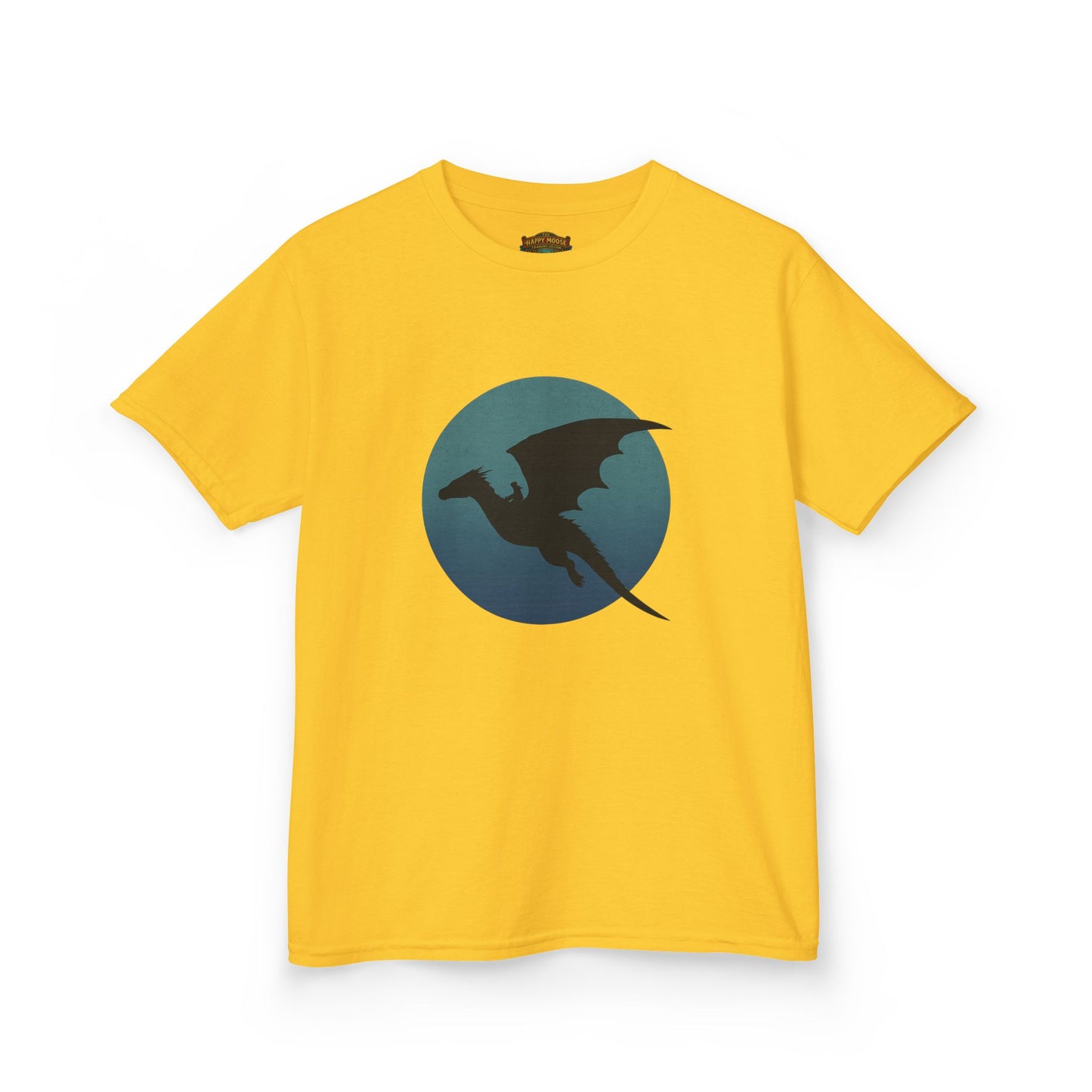Kids Dragon Silhouette Tee — Fantasy Dragon Circle Graphic Shirt