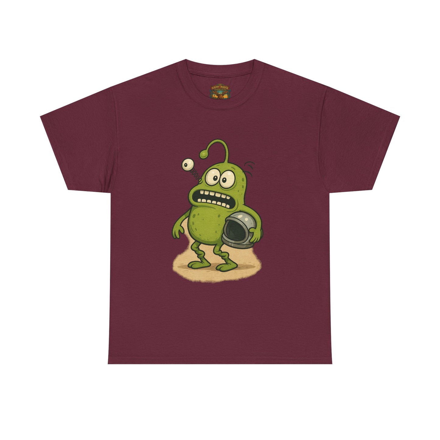 Green Alien Cartoon Tee | Funny Space Monster Illustration