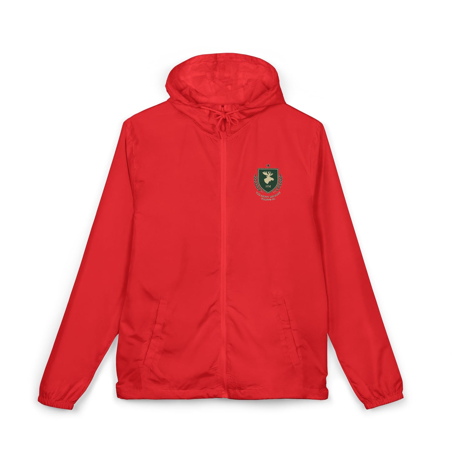 Windbreaker Jacket — Green Crest Emblem Hooded Windbreaker