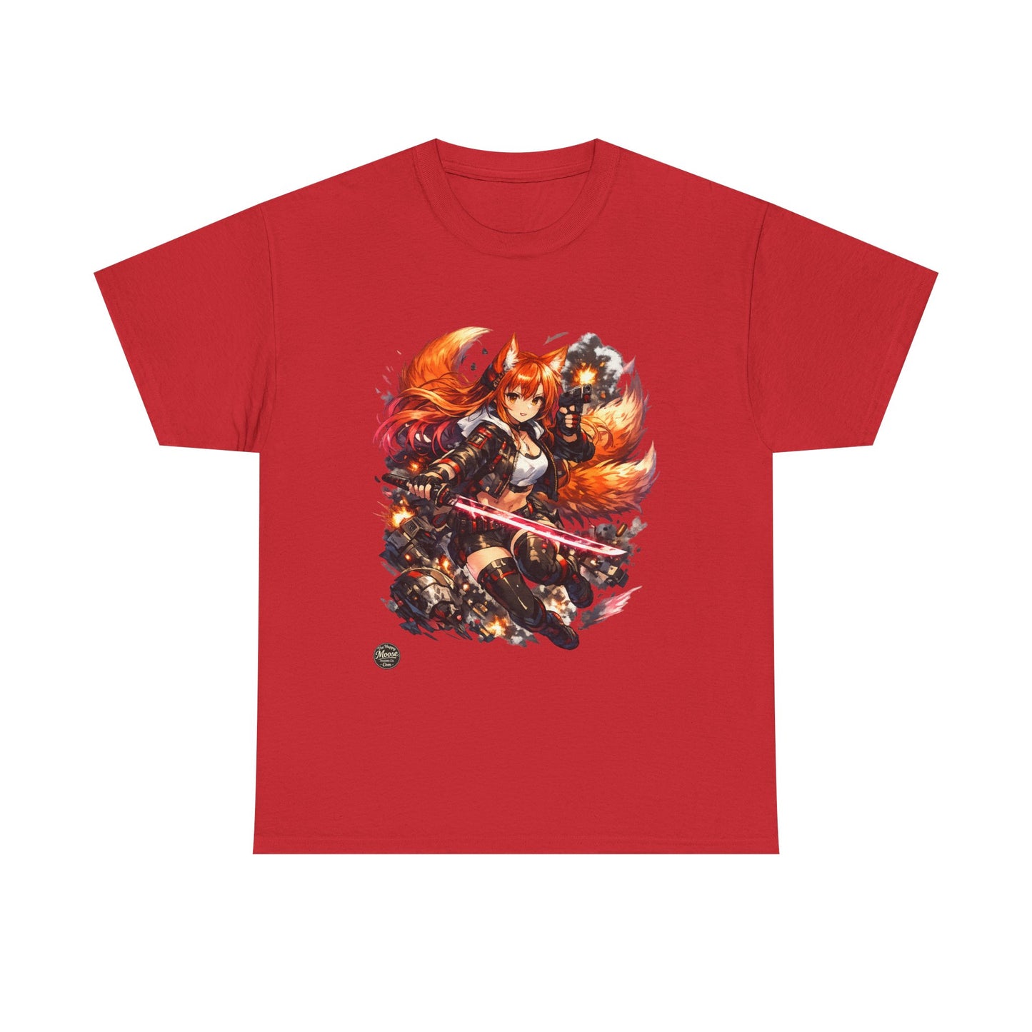 Fox Warrior Anime T-Shirt — Samurai Kitsune Graphic Tee #E004