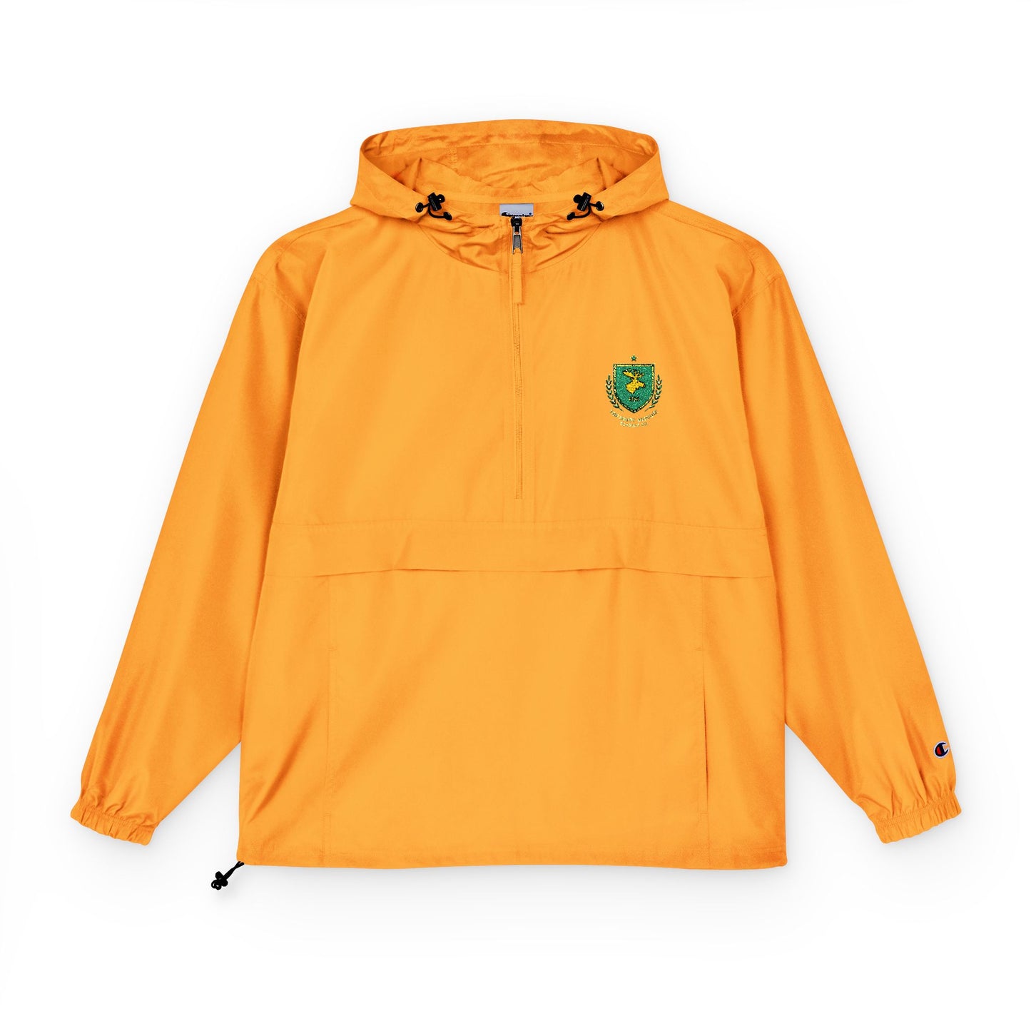 Yellow Packable Anorak Jacket — Small Green Crest Chest Logo