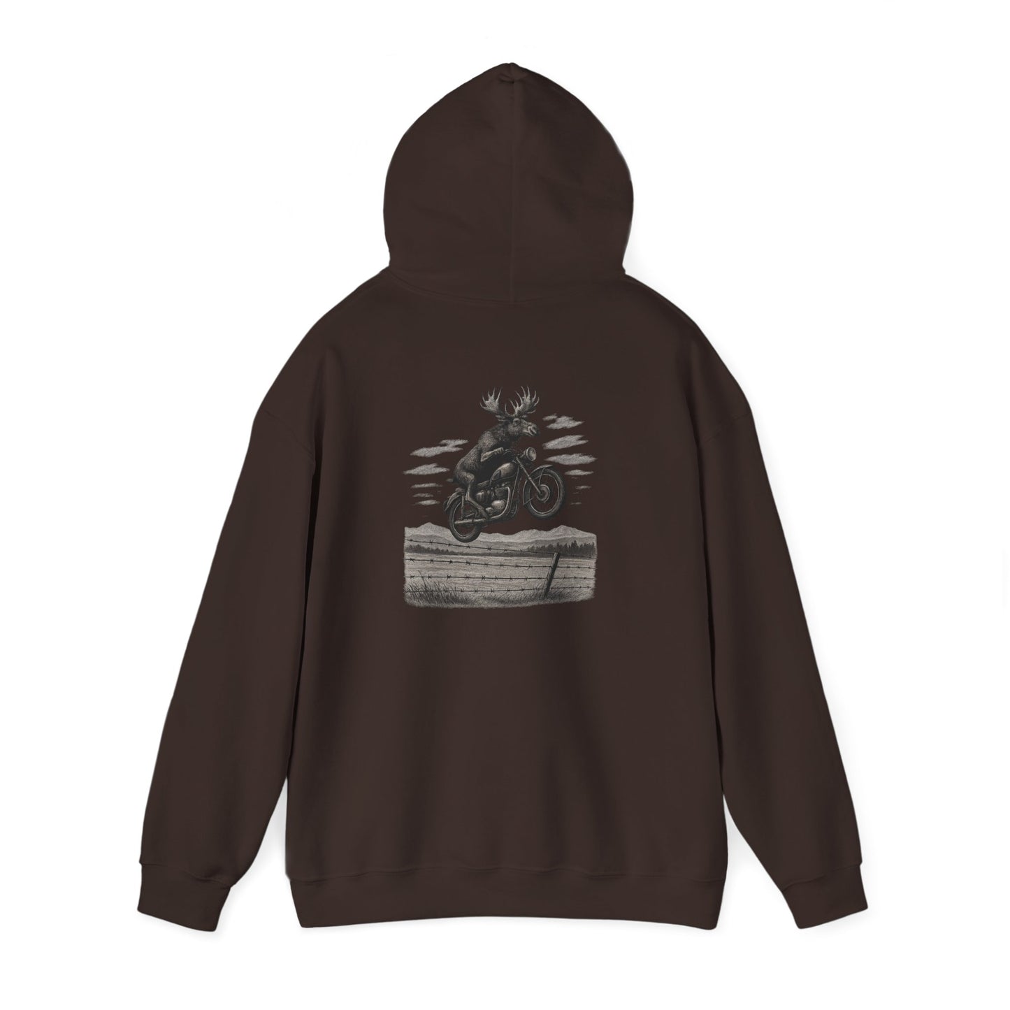 Great Moose Escape Hoodie - Vintage Biker Graphic Sweatshirt