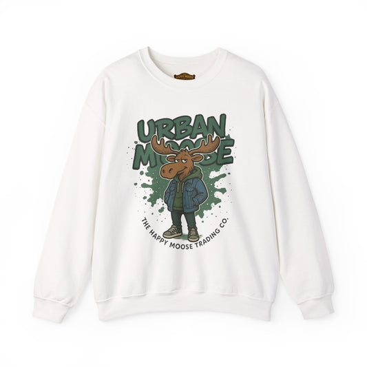 Urban Moose Crewneck Sweatshirt — Graphic Cartoon Moose Streetwear