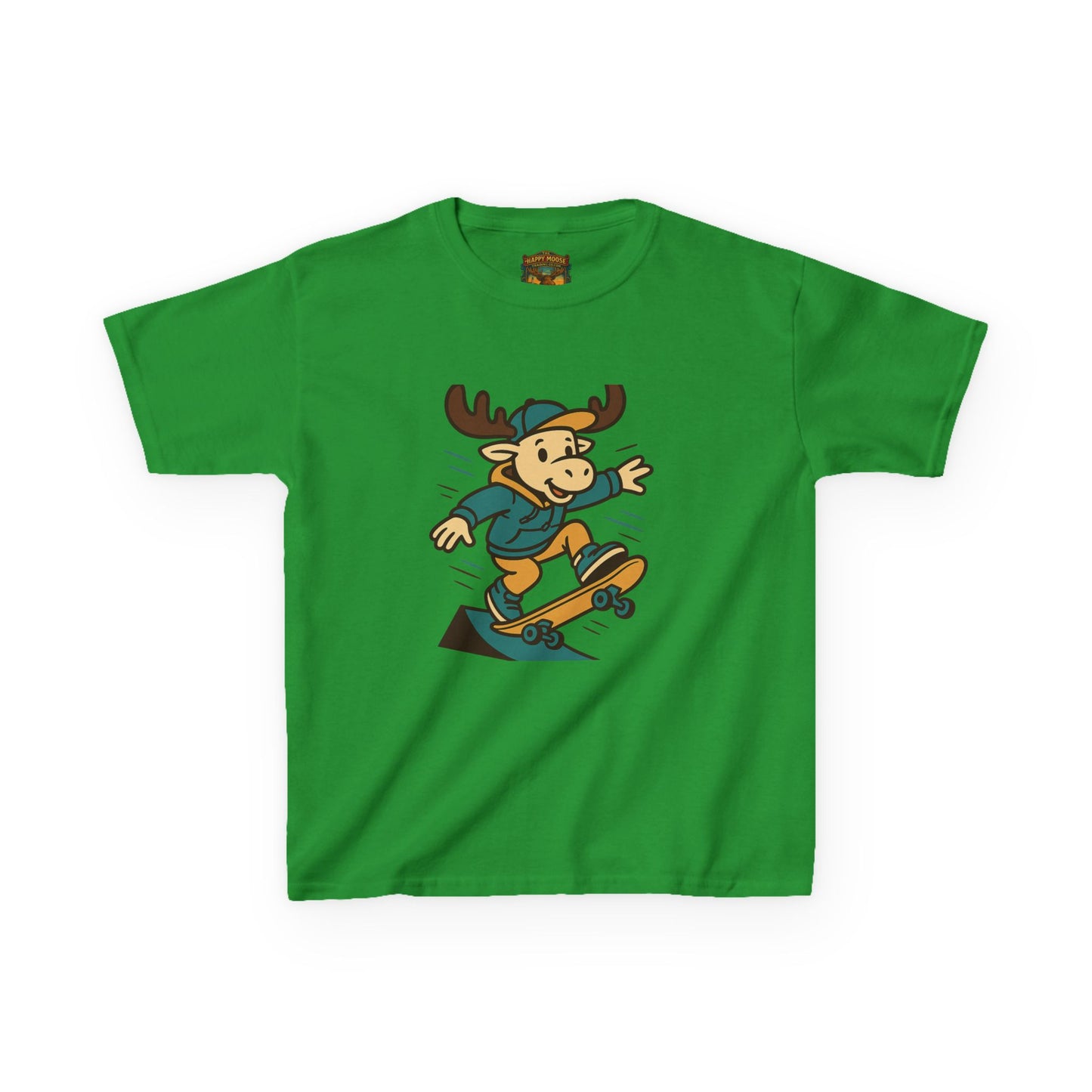 Kids Skateboarding Moose T‑Shirt — Cute Cartoon Skateboard Tee for Boys & Girls