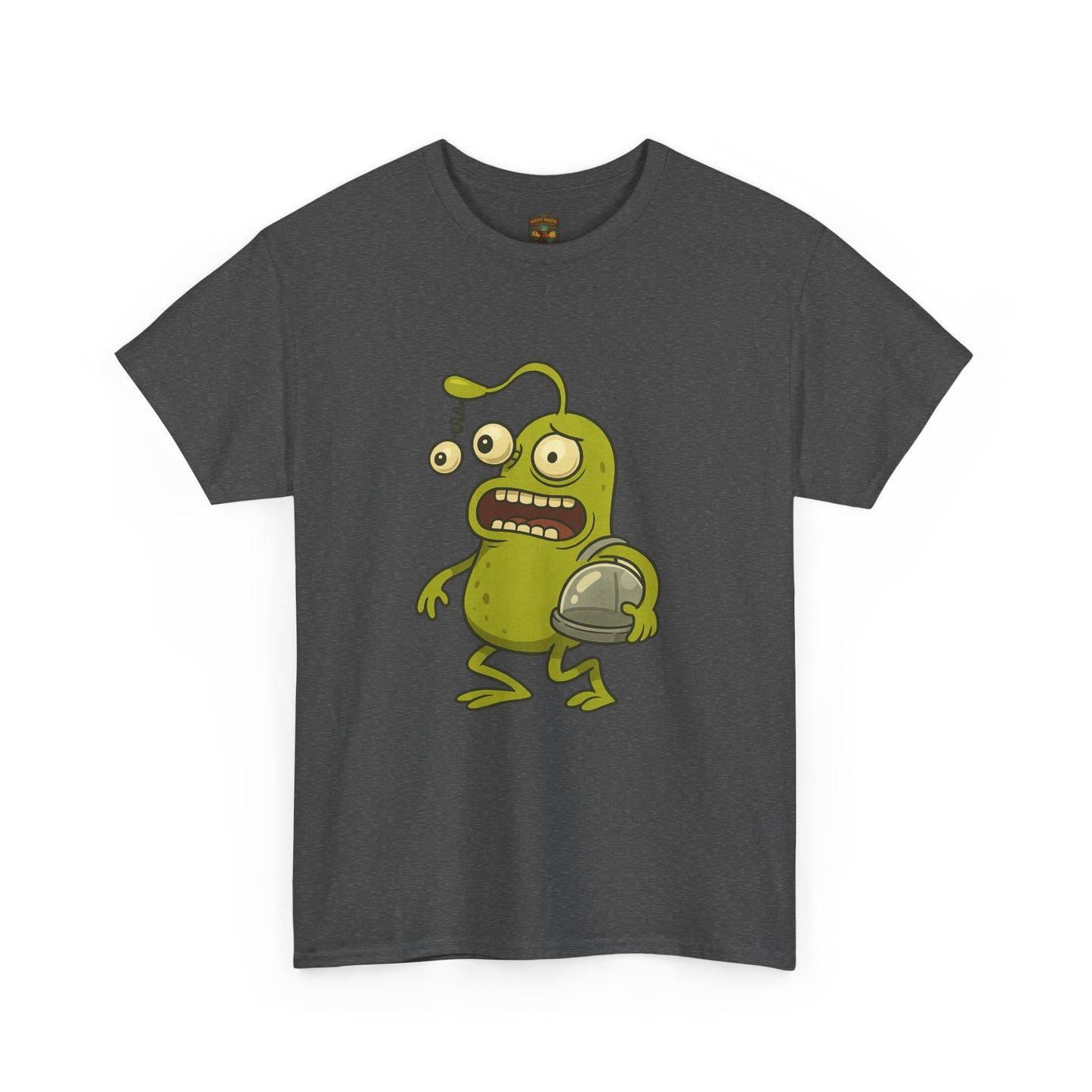Green Alien Cartoon Tee | Funny Space Monster Illustration B