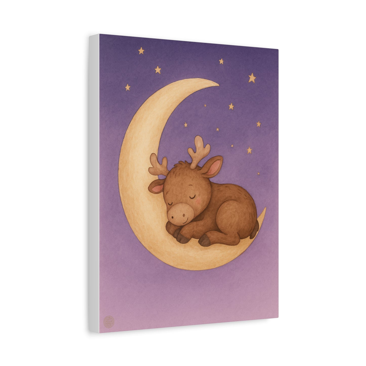 Sleeping Reindeer Moon Matte Canvas Wall Art