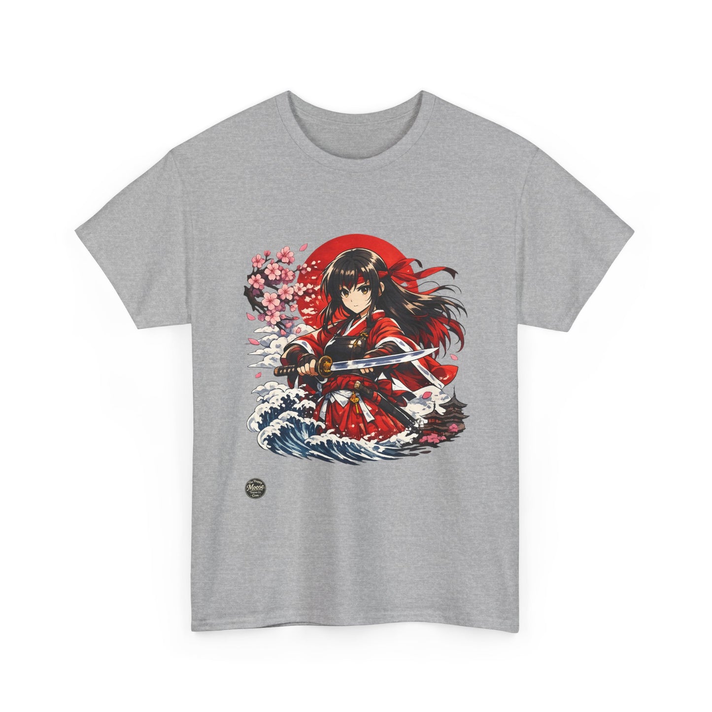 Anime Samurai Tee — Red Kimono Warrior Graphic T-Shirt #E006