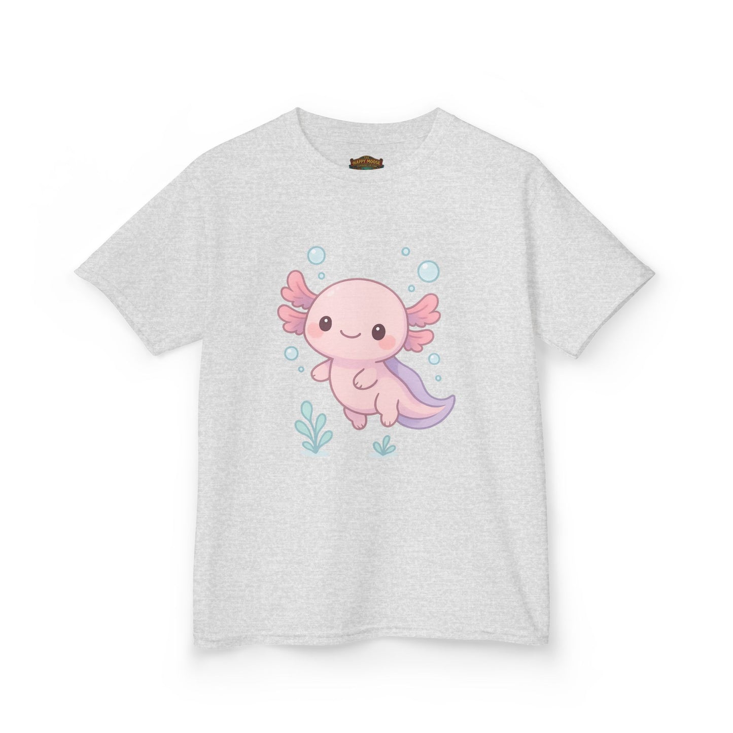 Kids Axolotl T‑Shirt — Cute Pink Axolotl Cartoon Tee for Kids