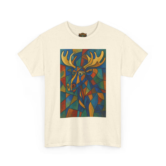 Picasso Moose T‑Shirt — Colorful Geometric Woodland Art Tee