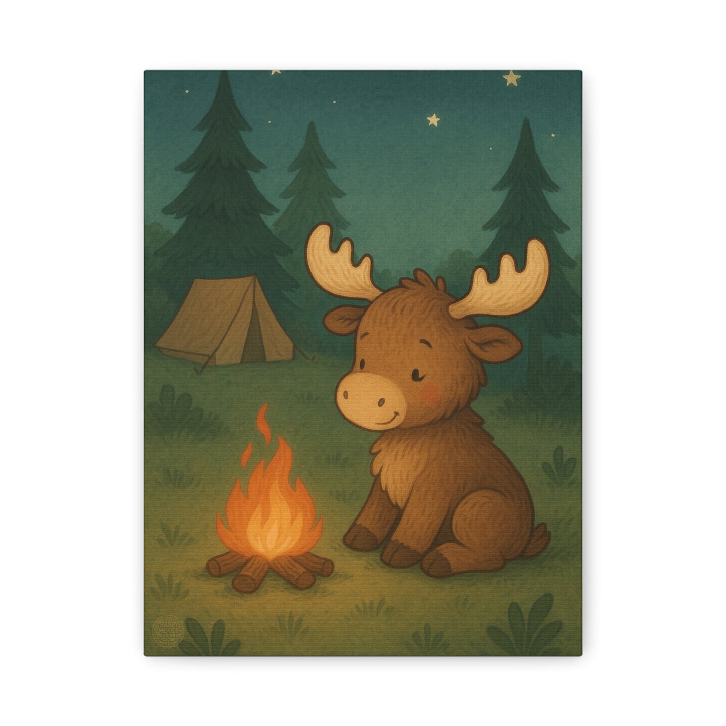 Cute Camping Moose Canvas Art — Kids Nursery Wall Decor