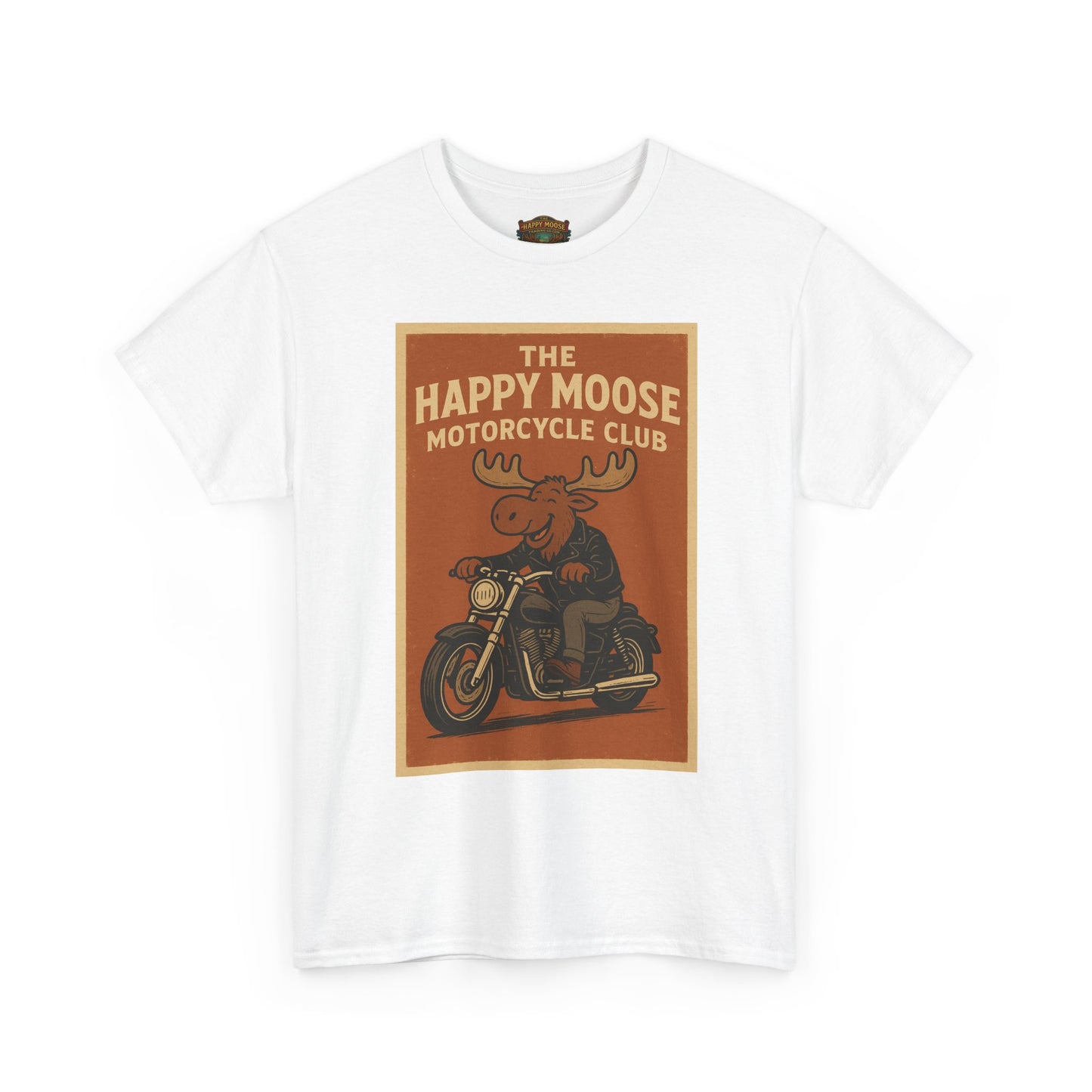 Happy Moose Motorcycle Club T-Shirt | Moose Biker Graphic