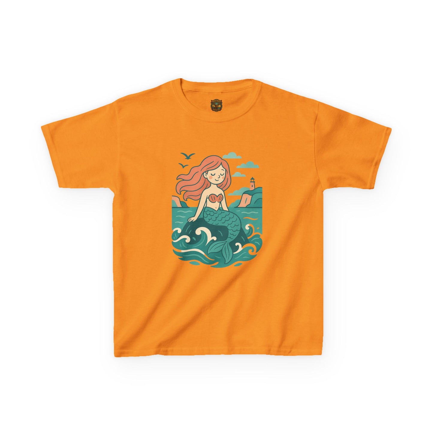 Kids Mermaid Graphic Tee — Cute Redhead Mermaid Ocean Illustration