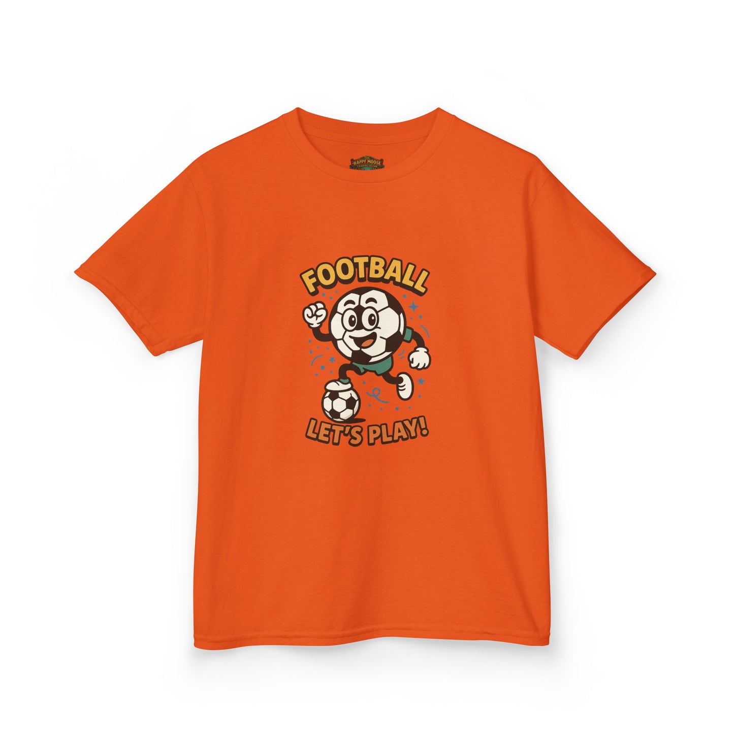 Kids Football Tee — "Football Let's Play" Retro Cartoon Soccer Shirt