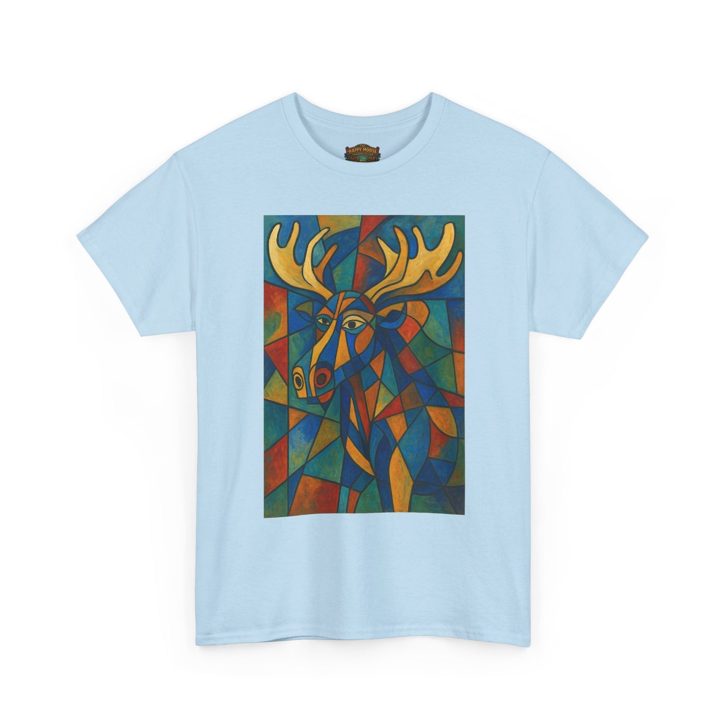 Picasso Moose T‑Shirt — Colorful Geometric Woodland Art Tee