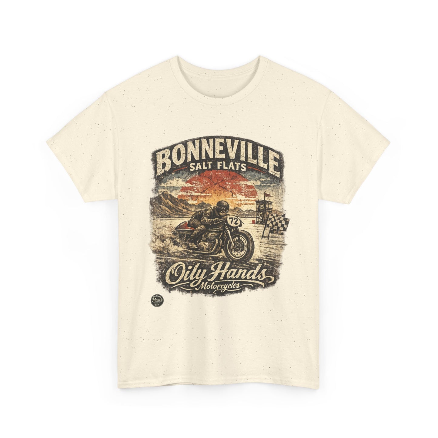 Oily Hands Bonneville Salt Flats Motorcycle Tee — Vintage Racing T-Shirt #006 E