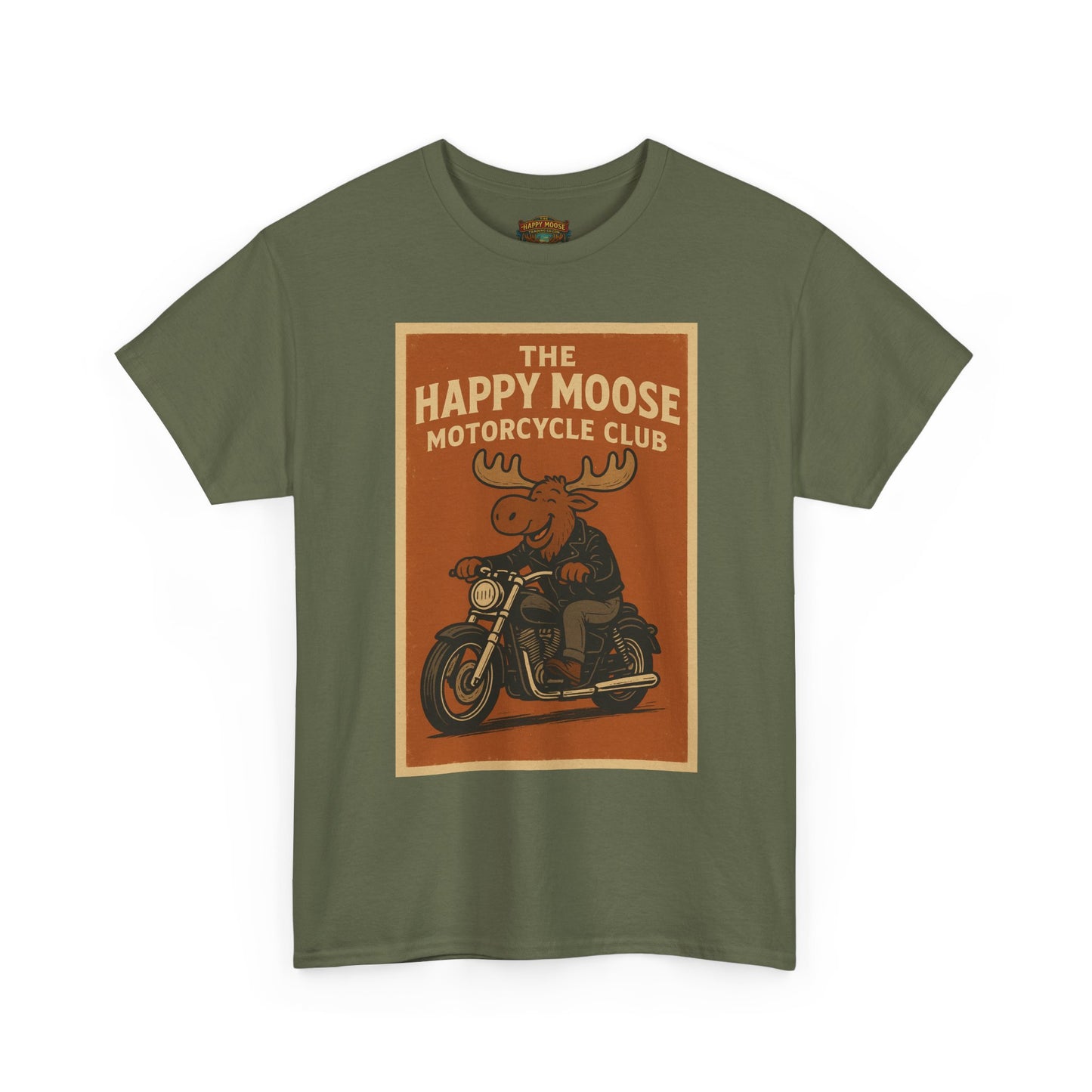 Happy Moose Motorcycle Club T-Shirt | Moose Biker Graphic