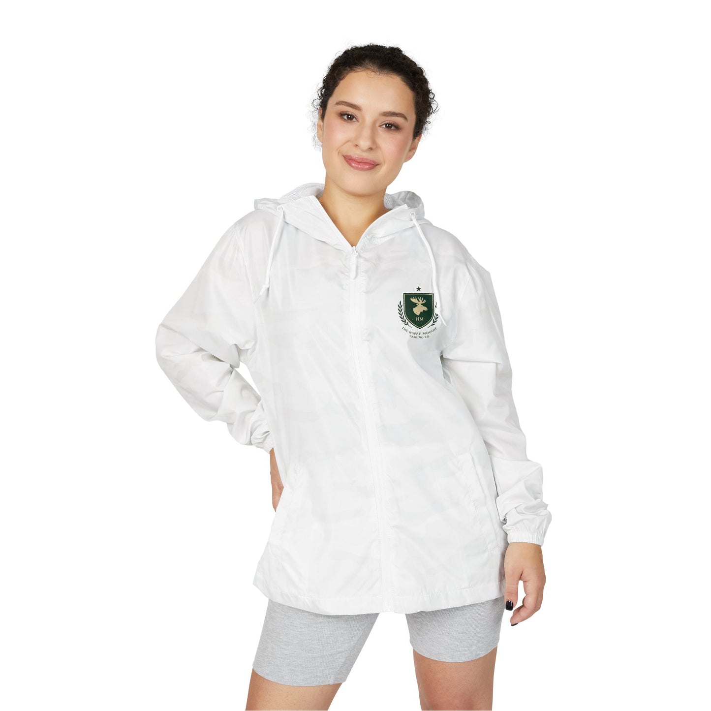 Windbreaker Jacket — Green Crest Emblem Hooded Windbreaker